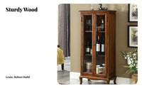 timeless Country design Tall Single-Door Hutch Glass Doors book cabinet Multifunctional Display Cabinet Multi-Purpose for Book Lovers, timeless Decor fans, Office Workers, Living Room, Study, Bedroom