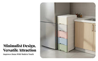 With Wheels Narrow Space Cabinet Effortless-Glide Drawers Multi-Layer Plastic Drawer Organizer Sturdy Construction Narrow Plastic Organizer Strong Load-Bearing for Homeowners, Renters, Students, Kitchen, Small Areas, Bathroom, Laundry Room