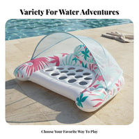 Inflatable Floater Sun Protection Canopy Inflatable Water Lounger Thickened PVC Material Infant Pool for Adults, Infants, Beach