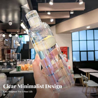 Transparent Bottle High Temperature Resistant Time Marker Water Bottle Easy to Carry Reusable Water Jug for Athletes, Students, Sports
