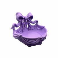 Ribbon-Style Sides Shell Jewelry Tray Layered Ridges Bow Jewelry Tray Smooth Curves Finger Holder Dish Open Round Interior