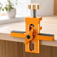 2 Pieces Adjustable Cabinet Door Jig with Boring Bit Metal Cabinet Door Jig Accurate for Woodworkers