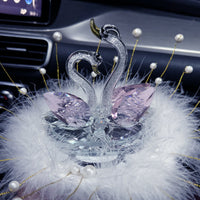 Cute Design Crystal Swan Car Ornament Feather and Pearl Details Car Dashboard Swan Figurine Perfect Gift for Women, Drivers, Home, Bookshelf