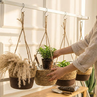 Hanging Basket for Garden Decor and Indoor Plants, Breathable Seagrass Plant Pot for Flower Pots, Wall Hanging Plant Basket, Rustic Style
