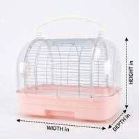 Portable Bird Cage with Handle, Hard-Sided Outdoor Bird Carrier for Small Parrot Travel, Small Bird Cage with Removable Tray for Easy Cleaning