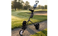 Folding Golf Push Cart with Cup Holder Portable 3 Wheel Golf Cart Long-Lasting Trolley Heavy-Duty for Golfers