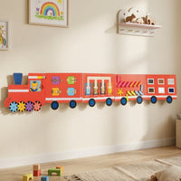 Children's Train Activity Board Fine Motor Skills Train Wall Busy Board Solid Wood Educational Activity Center