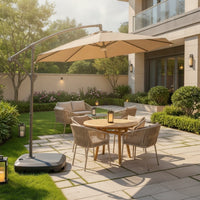 Offset Umbrella with Wheeled Base SPF 50+ Offset Patio Umbrella with Pedestal Cover for Homeowners, Restaurant Owners, Backyard, Garden