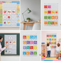 Pocket Chart with Clear Pockets Polka Dot Hanging Pocket Simple to Hang to Hang for Teachers, Homeschoolers, Homeschool, Playroom
