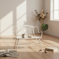 Garden Bench with Armrests Vintage Metal Bench Antique-Look Furniture for Homeowners, Gardeners, Entryway