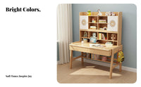 Kids Desk and Chair Set Sturdy Construction Solid Wood Student Desk Ergonomic Design Student Writing Table with Storage for Girls, Boys, Bedroom, Home