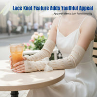 Summer Ice Silk Arm Sleeves, Bowknot Ballet Style, Breathable Sun Protection, Women's Cycling, Fashionable Outdoor Accessory