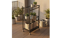 Rolling Tool Rack Open-Frame Long Handle Tool Rack Heavy Duty Garden Organizer Stand for Utility Space