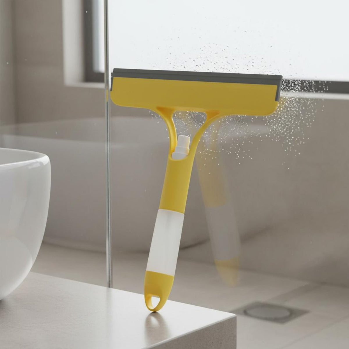 Window Cleaning Tool with Dispenser markstreaklessFree Double Sided Glass Scraper 3 in 1 Spray Squeegee Easy to Rinse
