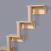 Cat Shelf and Wall Furniture Activity Center, Solid Wood Wall Mounted Shelves for Large Cats, Indoor Climbing Playground and Space Saving Set