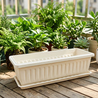 Ribbed Plant Pots and Garden Containers with Tray, Self-Watering Flower Pots for Home Decor, Floor-Standing Flower Box Balcony Planter