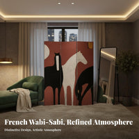 Japanese minimalist aesthetic artistic Foldable Panel Screen Mobile Folding Panel Divider Freestanding Room divider Portable for Homeowners, Interior Designers, Apartment Dwellers, Bedroom, Restaurant, Classroom