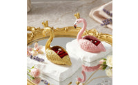 Flamingo Jewelry Box accessibleTop Resin Jewelry Storage Box Decor Item Feather Texture Crowned