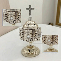 Tabletop Scent Holder Metal Scent Holder with Lid Ornate Censer for Prayer, Altar