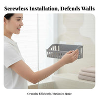 Easy to Install Punch-No-Drill Bathroom Rack Modern Design No Drill Shower Shelf Long-Lasting Material for Students, Homeowners, Kitchen