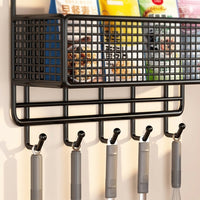 Metal Vegetable Storage Rack for Pantry and Kitchen, Fridge Organizer Side with Hooks, Tiered Wire for Students