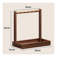 6 Hooks Calligraphy Brush Rack Arched Frame Desktop Brush Organizer Wooden