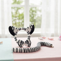 3 Pieces Soft Striped Equine Ears Headband with Tail Fuzzy Animal Ears Headband Padded Bow Tie Soft for Cosplayers
