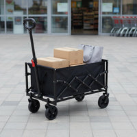 Space-Saving Portable Camping Wagon All Terrain Wheels Foldable Beach Wagon Collapsible Utility Wagon for Shopping, Picnic, Gardening