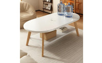 Two-Tier Wooden Tea Table Rounded Corners Mid-Period Modern Coffee Table Heavy Duty Living Room Furniture for Reception Area