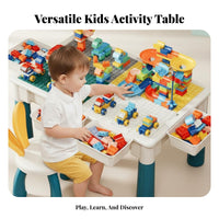 Large Particle Compatible Building Block Table Educational Building Block Storage Table Safety Rounded Corners Double-Sided Play Tabletop Easy to Clean for Toddlers, Preschoolers, Playroom, Daycare, Kindergarten, Classroom