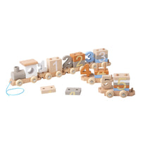Pull-Along Toy Train Educational Wooden Train with Blocks Building Buildable for Toddlers, Playroom, Preschool