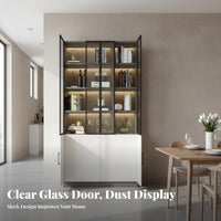 Glass Door Beverage Cabinet Dust-Resistant Glass Door Display Cabinet Elegant Design Modern China Hutch for Collectors, Homeowners, Home Bar, Study