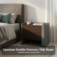 Italian design Single-Drawer Cabinet with Open Shelf Minimalist Design Nightstand Integrated Handle Bedside Table Space-Saving for Homeowners, Apartment Dwellers, Adults, Beside the Bed, Guest Room