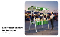 Optional Wheels Portable Vendor Stand Easy Setup Portable Outdoor Sales Cart Compact Storage Foldable Vendor Display Kiosk Weather-Resistant Canopy for Street Vendors, Small Business Owners, Crafters, Night Markets, Trade Shows, Temporary Shops