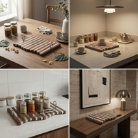 Serving Tray with Handles Low-Profile Tray with Handles Natural for Living Room
