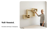 Wall Mounted Storage Rack Solid Wood Wall Mount Display Shelves Modern Design Wooden Box Shelves for Homeowners, Renters, Bedroom, Dining Room
