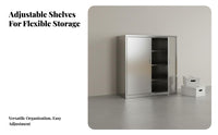 Lockable Doors Stainless Steel File Cabinet Rust-Proof Double Door Locking Cabinet Heavy Duty Office Furniture Waterproof for Workshop, Basement, Kitchen