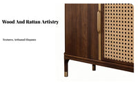 Wabi-Sabi Aesthetic Rattan Door Credenza Japanese design Entryway Console Woven Doors Sideboard Multi-Functional for Homeowners, Apartment Dwellers, Renters, Hallway, Living Room, Bedroom, Kitchen