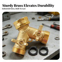 2 Pieces Simple Stream Management Double Shut-off Valve Splitter Threaded 2-Way Brass Hose Splitter Compact Metal Outdoor Watering Angled Design