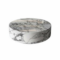 Wabi-Sabi Aesthetic Round Drum Table Minimalist Design Living Room Furniture Faux Travertine Finish Rounded Edges for Interior Designers, Apartment Dwellers, Families with Children, Small Areas, Lounge Area, Home Office, Bedroom