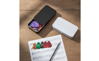 2 Pieces Guitar Pick Tin with Push-Pull Lid Easy Access Metal Pick Case with Picks Slim Tidy for Guitarists, Gig Bag, Travel