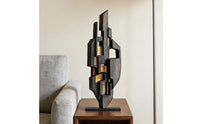 Black Gold Sculpture Decor Luxury Look Abstract Geometric Sculpture Minimalist Style Abstract Statue for Office