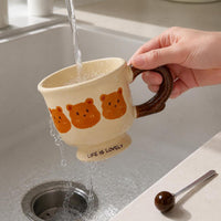 French Cream Bear Mug, Cute Simple Milk Cup for Students and Couples, Large Capacity Ceramic Mug