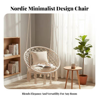 Oval-Shaped Pendulum Seat Chair with Stand Nordic and Design Woven Basket Pendulum Seat with Stand Freestanding Design Hanging Seat for Women
