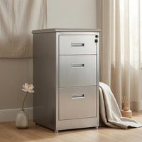 Lockable Steel Filing Cabinet Compact Three-Drawer Steel Cabinet Floor-Standing