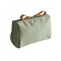 Portable Compact Travel Makeup Bag Soft Textile Zippered Cosmetic Pouch Smooth Finish Travel Makeup Bag
