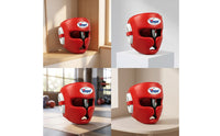 Thickened Boxing Headgear with Cheek Protection Padded Open Face Headgear Ventilated Sparring Helmet with Chin Guard Shock-Absorbing for Boxers, Fighters, Muay Thai, Sanda