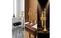 Standard Bb Trumpet Gold-Plated Trumpet with Hard Case and Mouthpiece Golden Polished for Beginners