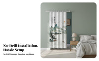 No-Drill Installation Chinese Landscape Noren Includes Telescopic Rod Room Divider Privacy Screen Doormethod Curtain Ink Wash Painting Design for Homeowners, Fans of Asian Culture, Restaurant Owners, Bedroom, Kitchen, Shop