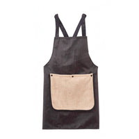 Detachable Wipe Cloth Cross-Back Apron Contrasting Trim Striped Apron Long Body Kitchen Wear Large Pockets